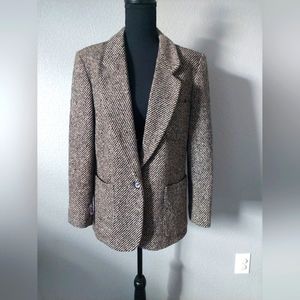 Classic Brown Herringbone Blazer